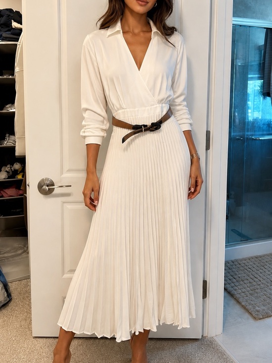 Zara Dresses & Skirts - Zara white Pleated midi Dress